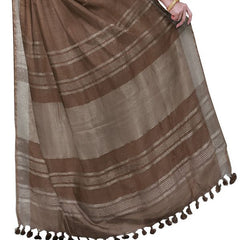 Brown women's Bhagalpuri Handloom Linen Blend Saree And Variation Of Colors With Running Unstiched Blouse Piece - View 3