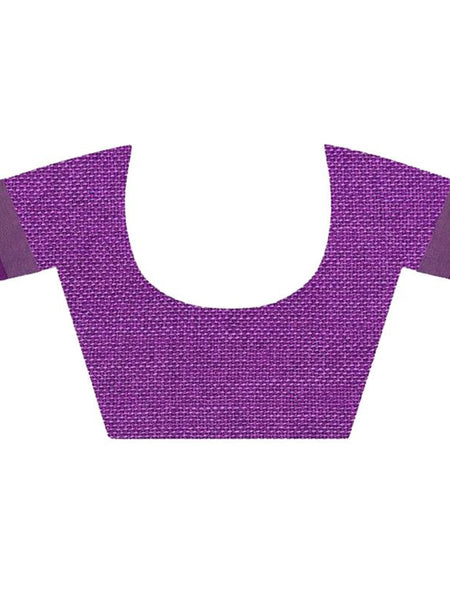 Electric Purple women's Bhagalpuri Handloom Blend Linen-Cotton Saree With Running Unstiched Blouse Piece_Free Size_Variation Of Colors - View 4