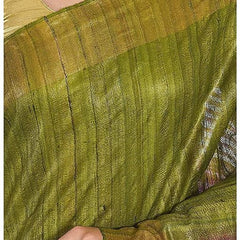 Tusasar Ghicha Bhagalpuri Silk Two Dye Saree (Sycam_Green & Hot_Pink) - View 5