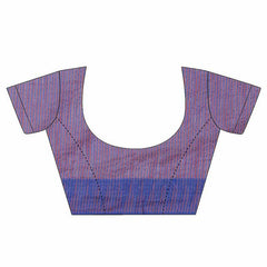 Light Carol Red women's Bhagalpuri Handloom Kota Silk Temple Border Saree And Variation Of Colors With Striped Blouse Piece - View 4