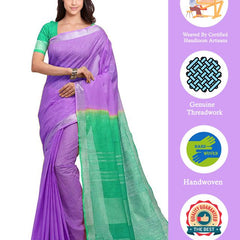 Bhagalpuri Handloom Linen Cotton Blend Two Dye Saree With Running Unstitched Blouse Piece - View 3