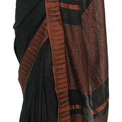 Bhagalpuri Handloom Katan Viscous Silk Temple Border Saree Ethnic Wear With Running Unstitched Striped Blouse Piece - View 2