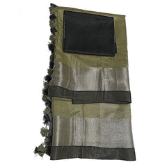 Moss Green Bhagalpuri Handloom women's Linen Slub Blend Saree With Black Pipin Contrast Blouse Piece - View 2