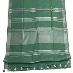 Viridian Green women's Bhagalpuri Linen Saree With Blouse Piece - View 2