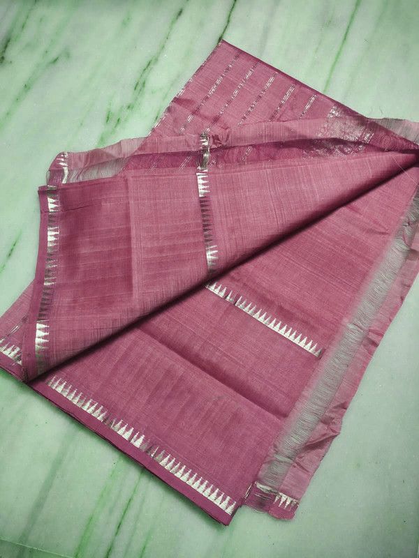 Cotton Handloom Mangalagiri Silk Saree with Temple Border (100199 Turkish_Rose)