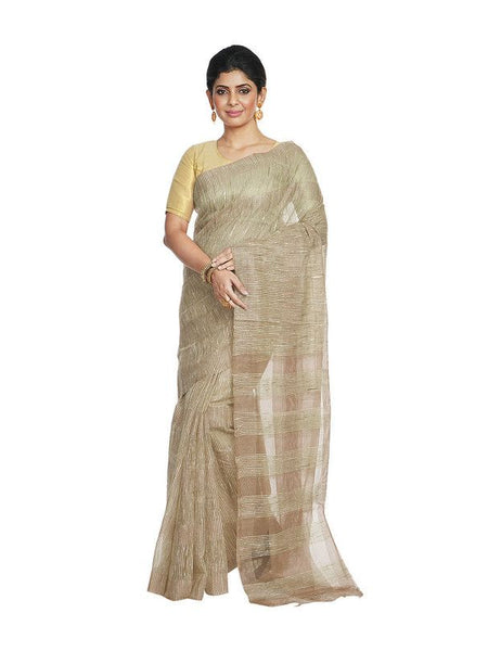 Sage Green women's Bhagalpuri Kota Doria Silk Semi Transparent Saree With Unstiched Blouse Piece