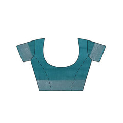 Cyan women's Bhagalpuri Handloom Linen Blend Saree And Variation Of Colors With Running Unstiched Blouse Piece - View 5