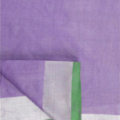 Lavender Purple women's Handloom Bhagalpuri Linen-Cotton Saree With Contrast Blouse Piece - View 3