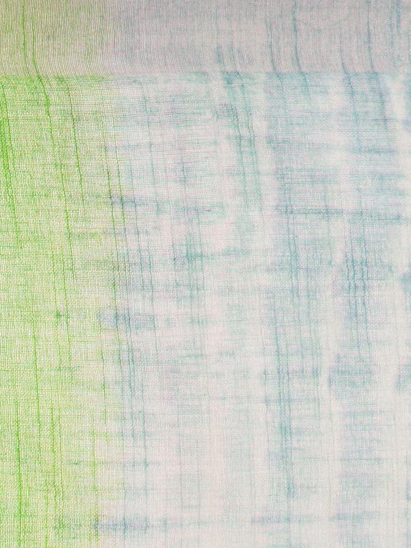 Green & Tiffany Cyan women's Bhagalpuri Handloom Cotton Linen Slub Blend Tie Two Dye (Sibory Two Dye) Saree With Running Unstitched Blouse Piece - View 4