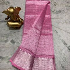 Cotton Silk Handloom Bhagalpuri Wide Border Check Saree