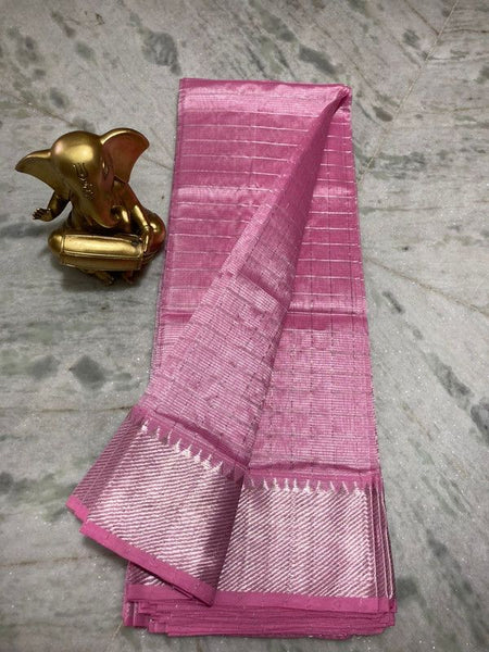 Cotton Silk Handloom Bhagalpuri Wide Border Check Saree
