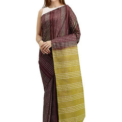 Cordovan & Citron Green women's Kota Art Silk Saree With Blouse Piece