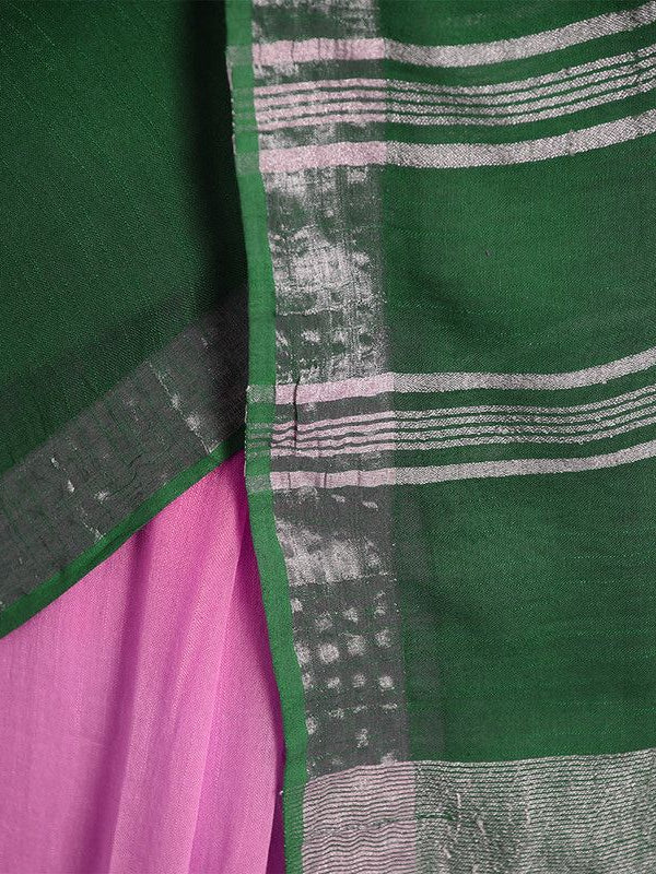 Bhagalpuri Handloom Linen Cotton Blend Two Dye Saree With Running Unstitched Blouse Piece - View 8