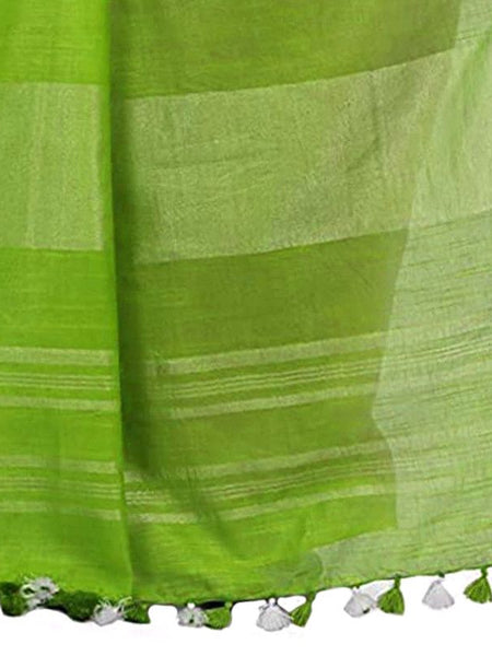 Handloom Bhagalpuri Linen Cotton Slub Blend Two Dye Saree With Running Unstitched Blouse Piece - View 2