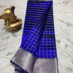 Cotton Silk Handloom Bhagalpuri Wide Border Check Saree