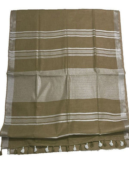 Sage Green women's Bhagalpuri Linen Saree With Blouse Piece - View 2