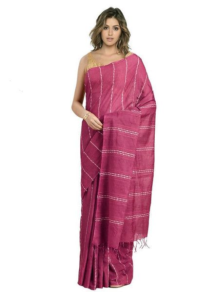 Raspberry Pink Bhagalpuri women's Kota Art Silk Saree With Blouse Piece
