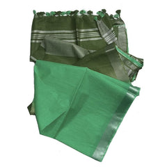 Fern Green & Mantis Green women's Bhagalpuri Ethnic Wear Handloom Cotton Linen Slub Blend Zari Border Two Dye Saree With Running Unstitched Blouse Piece - View 3