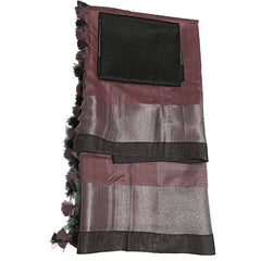 Redwood Brown Bhagalpuri Handloom  Linen Slub Blend Saree With Black Pipin Contrast Blouse Piece - View 2