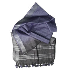 Grey & Ultra Violet women's Ethnic Wear Bhagalpuri Handloom Linen Slub Blend Two Dye Saree With Running Unstitched Blouse Piece - View 6