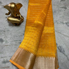 Cotton Silk Handloom Bhagalpuri Wide Border Check Saree