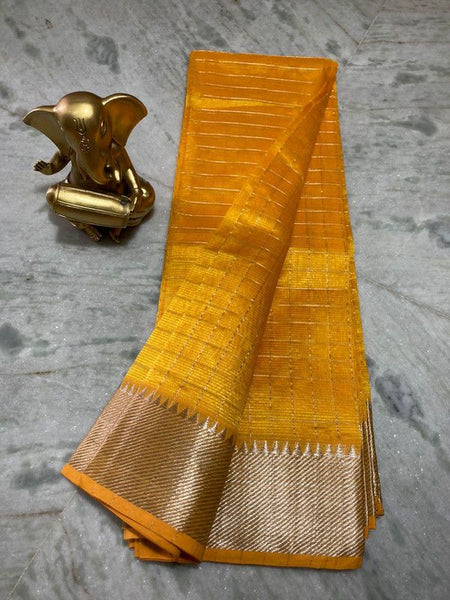 Cotton Silk Handloom Bhagalpuri Wide Border Check Saree
