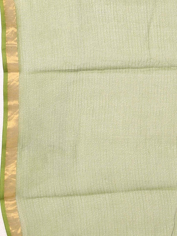 Organza Net Handloom Art Silk Bhagalpuri Two Dye Saree (Green-Red) - View 3