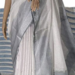 Two Dye Handloom Tissue Linen Saree with Blouse Piece