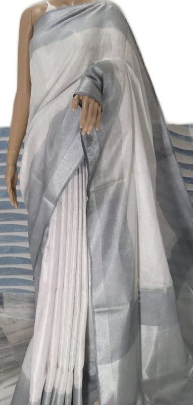 Two Dye Handloom Tissue Linen Saree with Blouse Piece