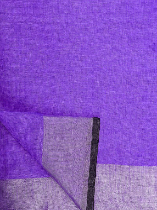 Bhagalpuri Blend Linen Saree With Black Pipine Contrast Blouse Piece - View 6
