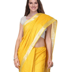 Cyan & Yellow women's Bhagalpuri Handloom Cotton-Linen Blend Saree Combo (Pack Of 2) With Running Unstiched Blouse Piece - View 8