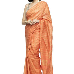 Striped Kota Silk Handloom Bhagalpuri Bollywood Saree (Terry_Orange) - View 3