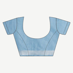 Uranian Blue women's Cotton Slub Saree With Blouse Piece - View 5