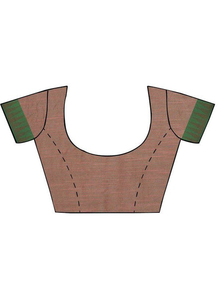 Folly Red women's Bhagalpuri Handloom Kota Silk Temple Border Saree And Variation Of Colors With Striped Blouse Piece - View 2