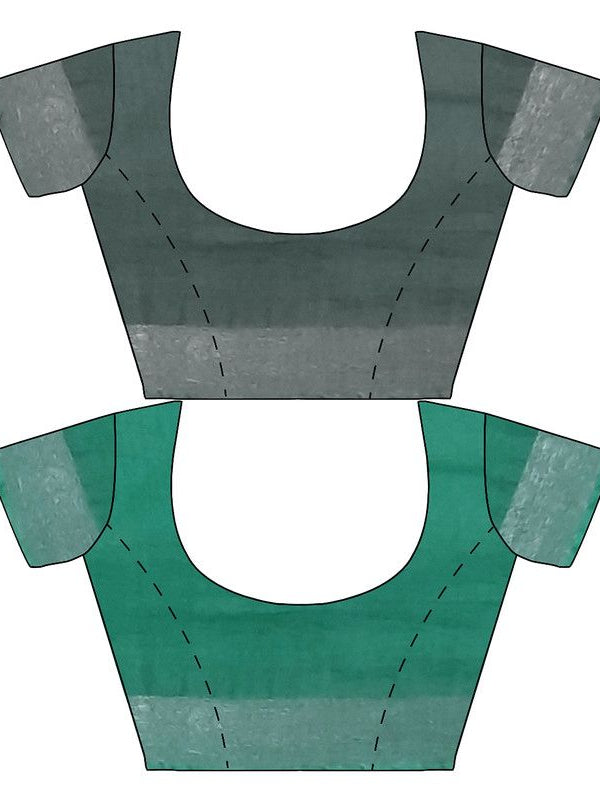 Hookers' Green & Mint Green women's Bhagalpuri Handloom Cotton-Linen Blend Saree Combo (Pack Of 2) With Running Unstiched Blouse Piece - View 8