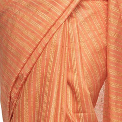 Striped Kota Silk Handloom Bhagalpuri Bollywood Saree (Terry_Orange) - View 4