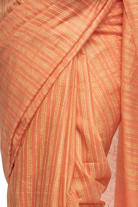 Striped Kota Silk Handloom Bhagalpuri Bollywood Saree (Terry_Orange) - View 4