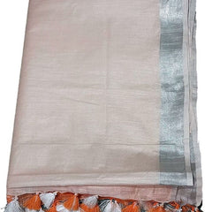 Orange women's Bhagalpuri Linen-Slub Blend Two Dye Saree With Blouse Piece - View 4