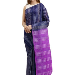 Navy Blue & Heliotropes women's Kota Art Silk Saree With Blouse Piece