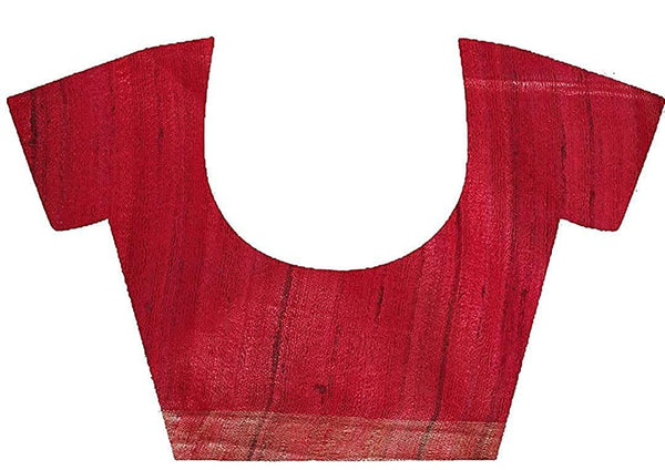Bhagalpuri Tussar Ghicha Silk Pure Two Dye Saree with Blouse Piece (Deny_Blue & Fuzy_Pink) - View 5