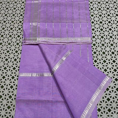 Cotton Handloom Mangalagiri Silk Saree with Temple Border (100215 Lavender_Purple)