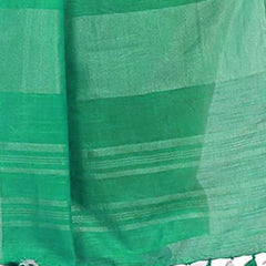 Flamingo Pink & Aquamarine Turquoise women's Bhagalpuri Handloom Linen Slub Blend Two Dye Saree With Running Unstitched Blouse Piece - View 6