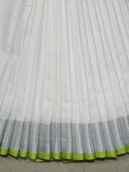 Handloom Bhagalpuri Cotton Linen Blend Saree Ethnic Wear With Contrast Unstitched Blouse Piece - View 5