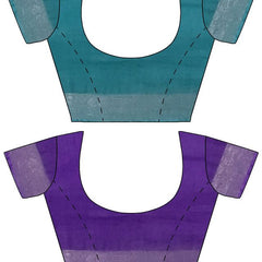 Cyan & French Violet women's Bhagalpuri Handloom Cotton-Linen Blend Saree Combo (Pack Of 2) With Running Unstiched Blouse Piece - View 7