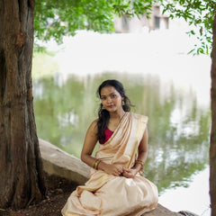 Exclusive Handwoven  Cotton SIlk Mangalgiri Saree With Running Blouse Piece - View 3