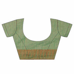Paris Green women's Bhagalpuri Handloom Kota Silk Temple Border Saree And Variation Of Colors With Striped Blouse Piece - View 3