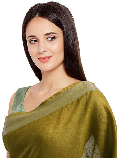 Bhagalpuri Handloom Blend Linen-Cotton Saree With Running Unstiched Blouse Piece_Free Size_Variation Of Colors - View 4