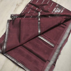 Cotton Handloom Mangalagiri Silk Saree with Temple Border (100227 Redwood_Brown)