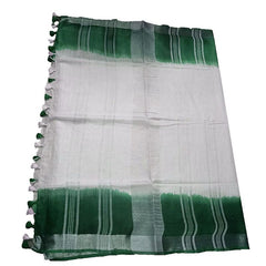 Handloom Bhagalpuri Linen Cotton Slub Blend Two Sided Two Dye Saree Running Unstitched Blouse Piece - View 3