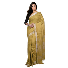 Bhagalpuri women's Handloom Linen Cotton Ethnic Wear Saree With Running Unstitched Blouse Piece